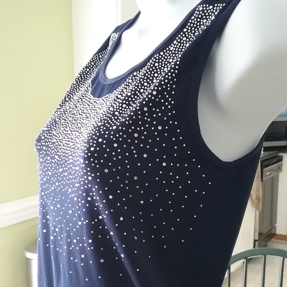 LC Couture  Navy Blue Tank Top with Sequins